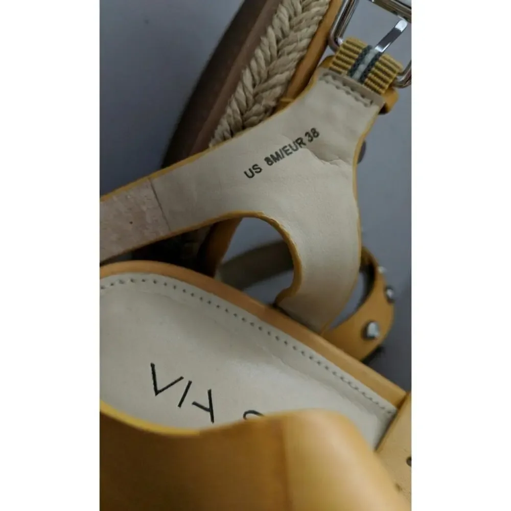 Via Spiga Indya Studded Wedge Sandal Open Toe Adjustable 8M New